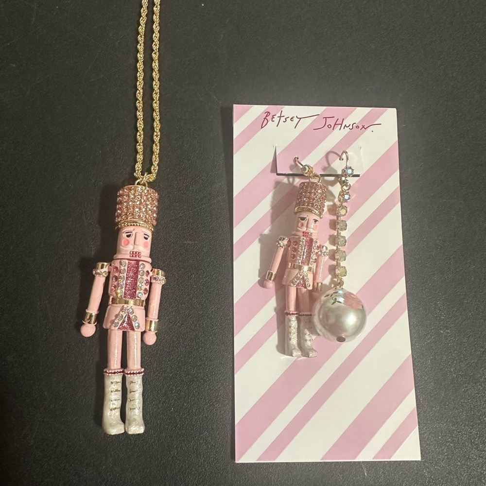 Betsy Johnson nutcracker necklace and earrings set